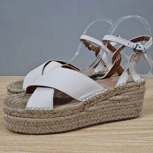 NEW Rag & Bone Hera Sandal Espadrille Platform Wedge Antique White Leather EU 41